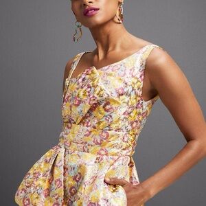 Zac Posen One Shoulder Floral Dress - Yellow and Pink